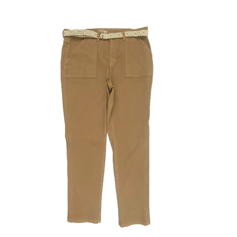 Time And Tru High Rise Skinny Belted Women's size 16 Beige Denim Jeans‎
